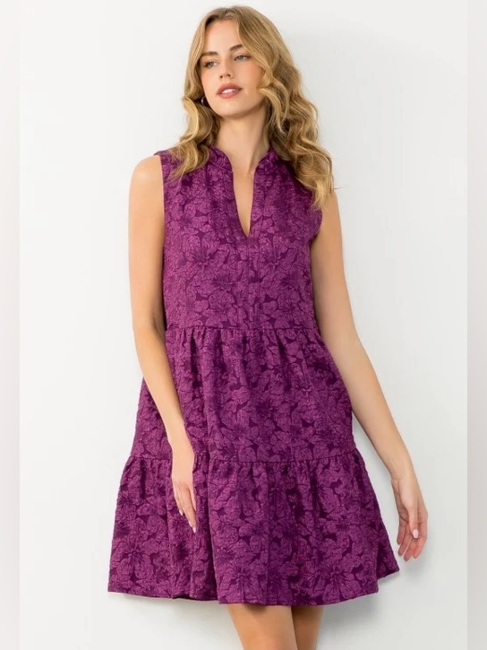 Anthro/THML Plum Joselyn Floral Textured Mini Dress
